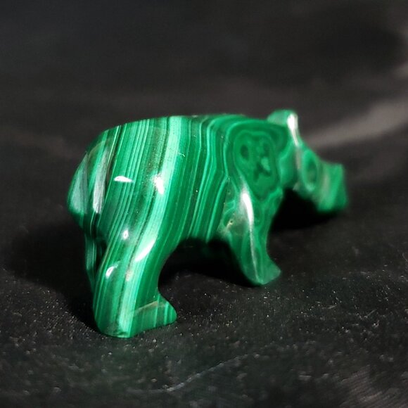 Vintage 2.25" Carved malachite hippopotamus Figurine - Picture 4 of 8